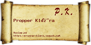 Propper Klára névjegykártya